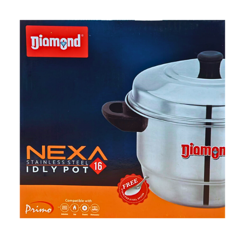 DIAMOND IDLY POT NX RANGE (WITH STEAMER - MINI IDLY) PLATE - 16 PITS