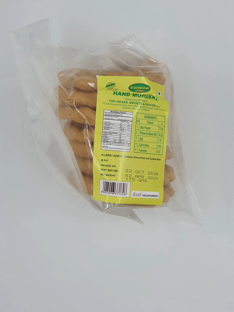 Buy Grand Sweets And Snacks Hand Murukku  Online from Lakshmi Stores, UK