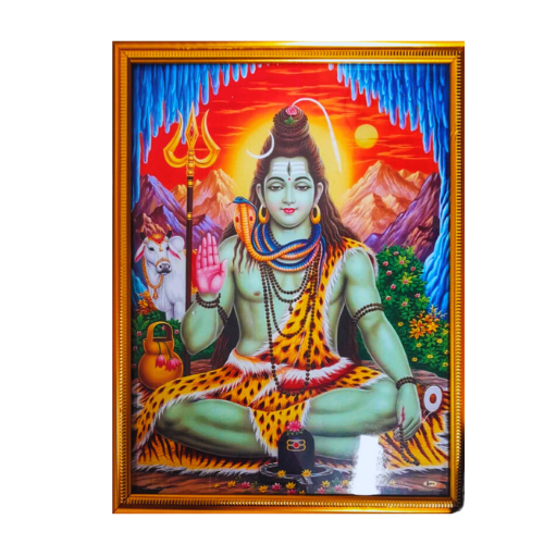 HINDU GOD PHOTO A4 SIZE with FRAME - SHIVA