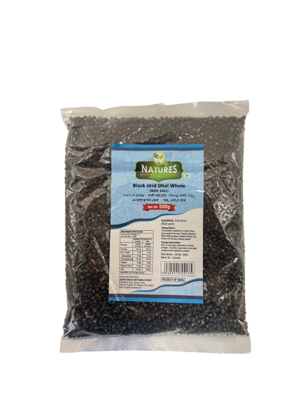 NATURES BLACK URID DAL WHOLE WITH SKIN 500G