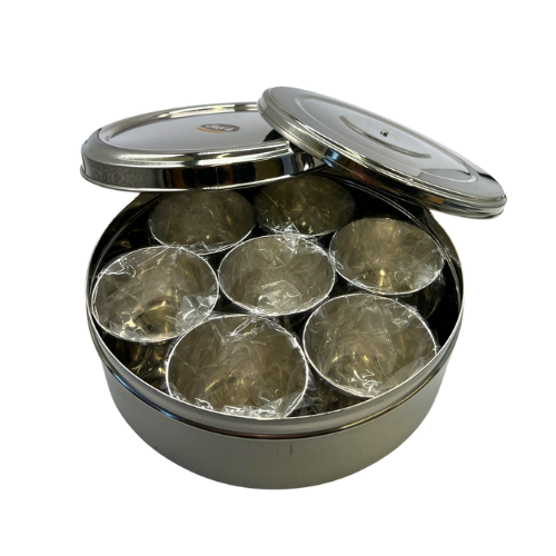 STAINLESS STEEL MASALA BOX (SPICE BOX – ANJARAI PETTI) – SIZE 12