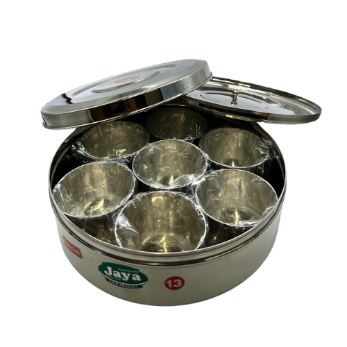 STAINLESS STEEL MASALA BOX (SPICE BOX – ANJARAI PETTI) – SIZE 13