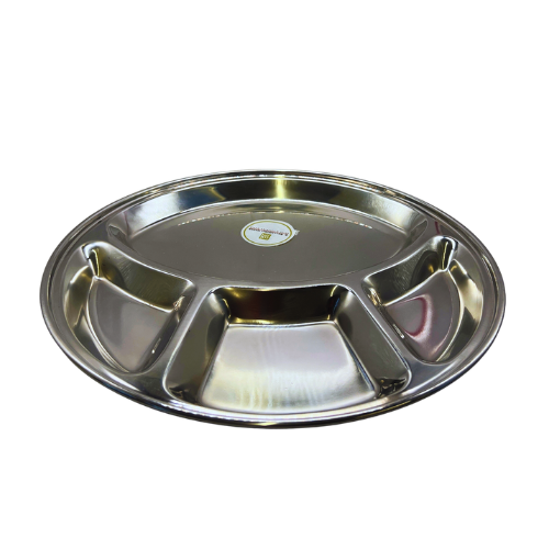 STAINLESS STEEL ROUND DINING PLATE 4 PARTITION - 12 INCHES