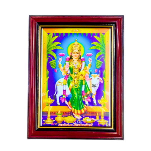 HINDU GOD PHOTO A4 SIZE with FRAME - VASTHU LAKSHMI