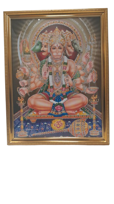 HINDU GOD PHOTO A4 SIZE with FRAME - HANUMAN (ANJANEYAR)