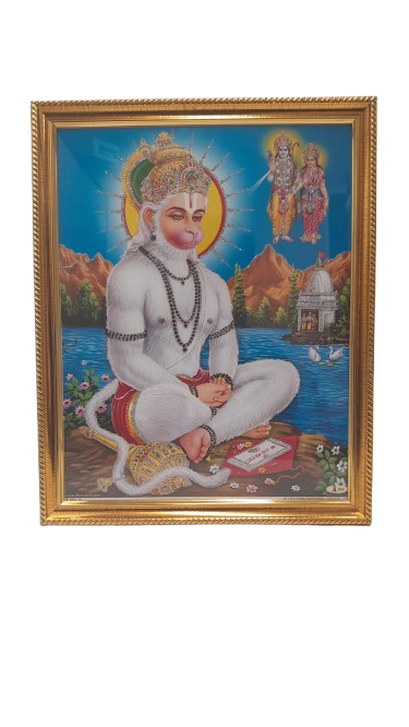 HINDU GOD PHOTO A4 SIZE with FRAME - HANUMAN (ANJANEYAR)