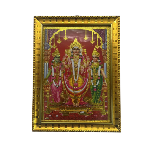 HINDU GOD PHOTO A4 SIZE with FRAME - MURUGAN WITH VALLI THEIVANAI