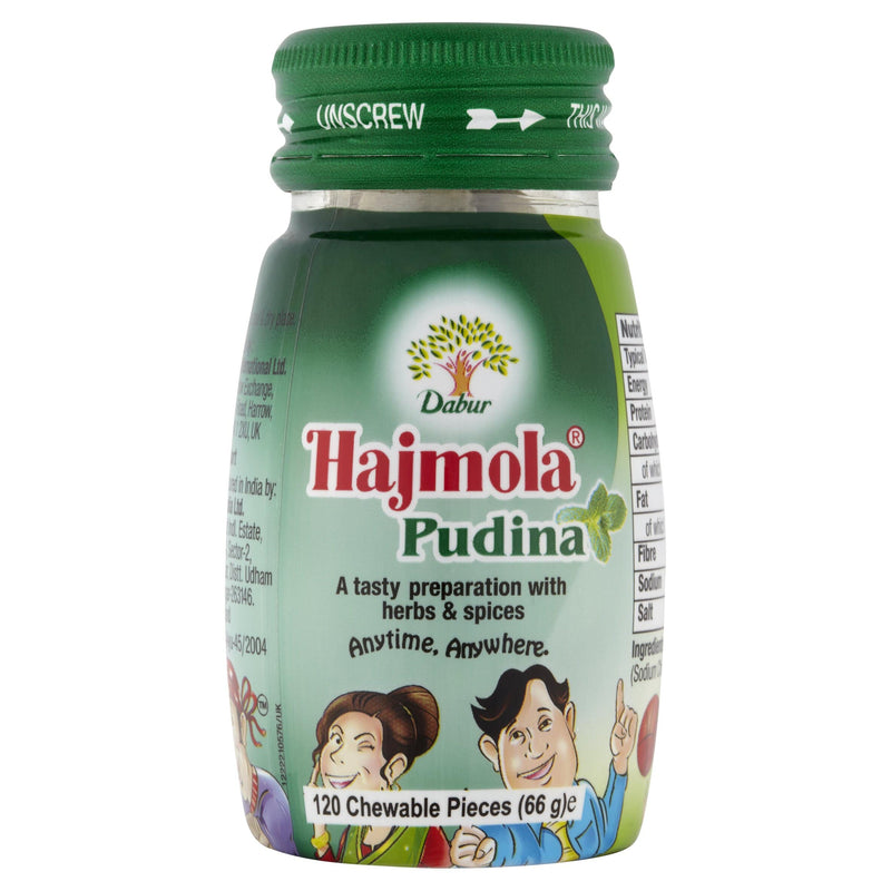 Buy DABUR HAJMOLA PUDINA TAB - BOTTLE Online in UK