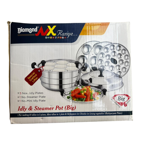 DIAMOND IDLY POT NX RANGE (WITH STEAMER - MINI IDLY PLATE) - 21 PITS