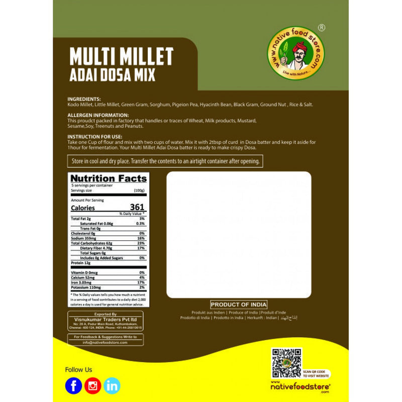 Buy native food store multi millet ada dosa Online in UK